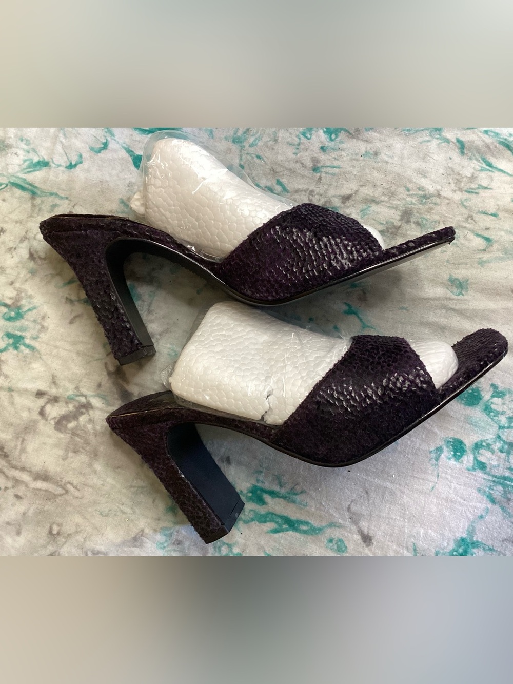 Chinese Laundry Dark Purple Textured Open-Toe Block Heels 8M